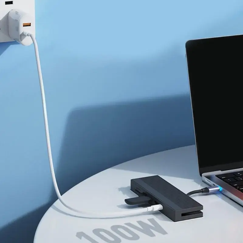 T5EA USB C Hub 7 in 1 adattatore con Gigabit Ethernet MultiMedia 4K30Hz e PD100W ricarica 2xusb3.0