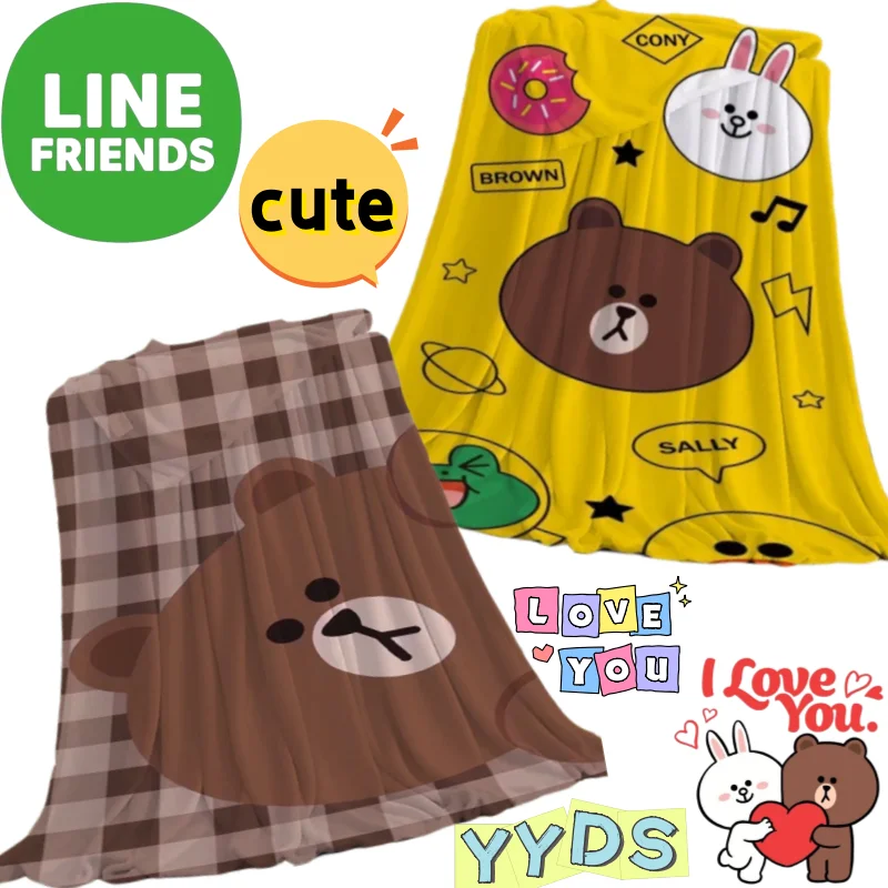 Manta Line Friends Brown Cony Sally con estampado de dibujos animados de alta calidad, suave y cómoda, para dormitorio, aire acondicionado