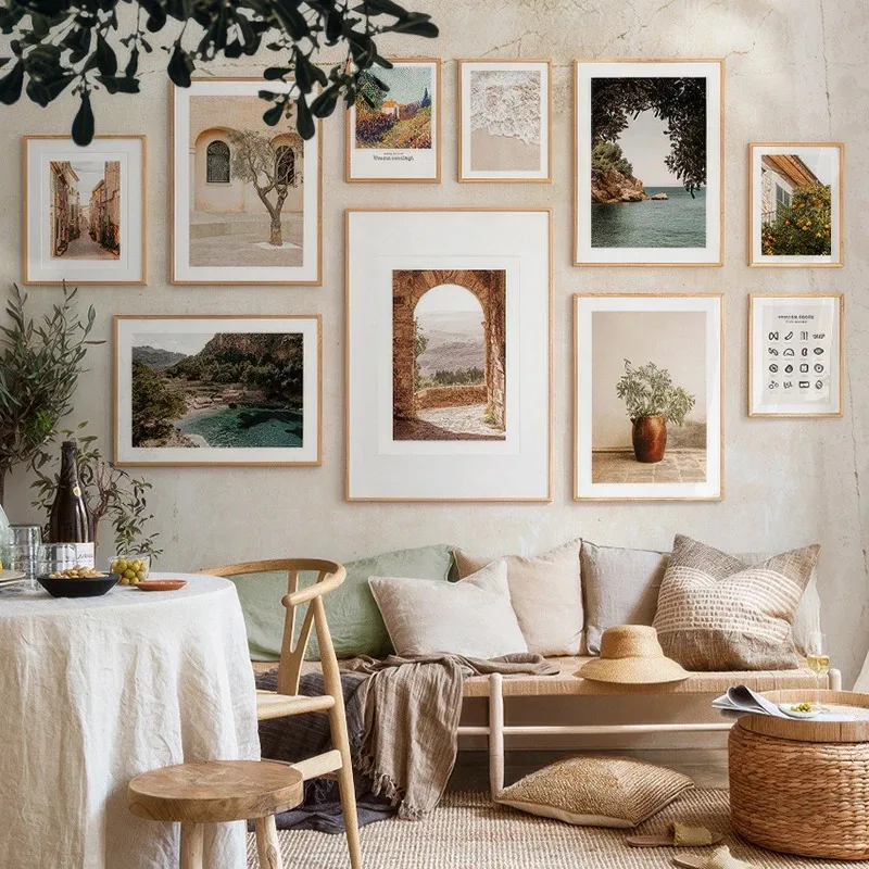 Olive Tree Branch Beach Edge Tuscan Arch Sa Calobra Bay Poster Print Canvas Painting Landscape Wall Art Living Room Home Deco