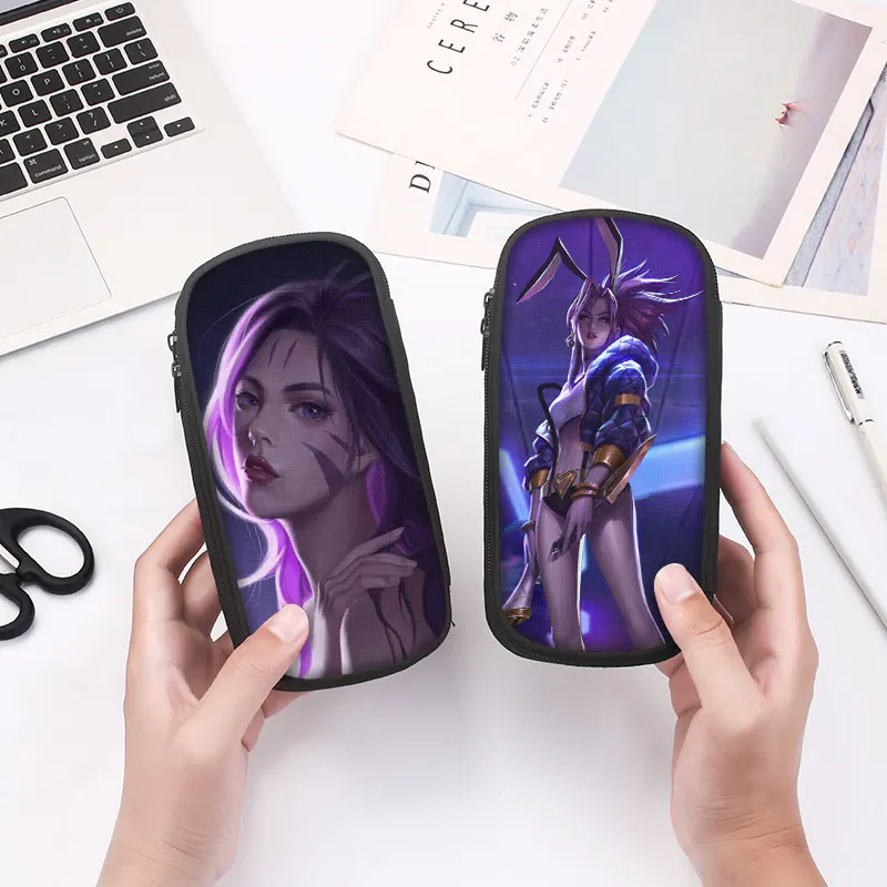 21cm X 10cm KDA Pencil Cases Bags League of Legends Large Capacity Game Kaisa Ahri Akali Sexy School Supplies Novelty Stationery