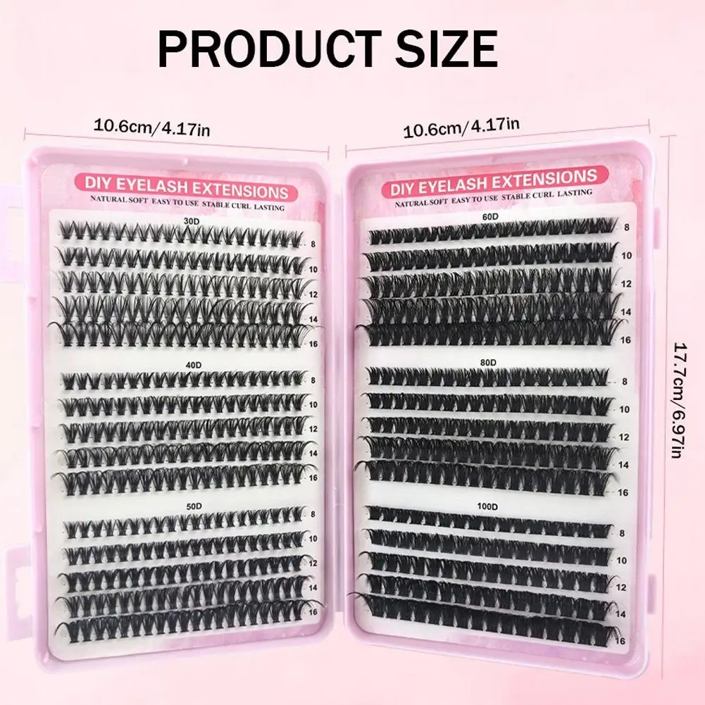 

European American Lash Book 30D-100D Thick Voluminous Capacity Mixed Lash Clusters Soft Fiber Reusable DIY Eyelash Extension Kit