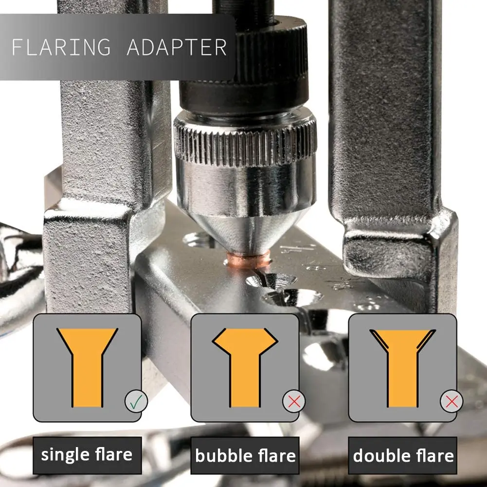 Auto Double Flaring ทองแดงอลูมิเนียมสายเบรคท่อทองเหลืองชุดเครื่องมือ9ชิ้น5อะแดปเตอร์4.8มม.-12.7มม.3/16 "-1/2นิ้ว" "" "" "" "" "" "" "" "" "กลศาสตร์