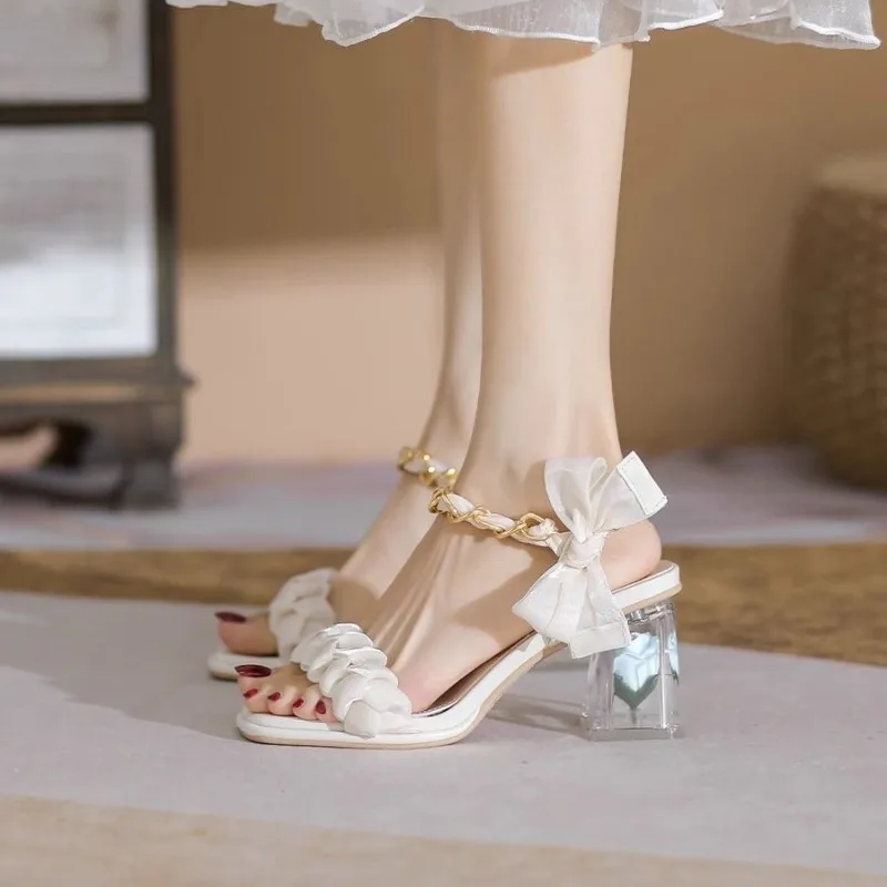 Women's Summer Fairy Princess Sandals New Peep-toe Chunky High Heel Lightweight Elegant Versatile Fashion Stylish Comfortable - view 6