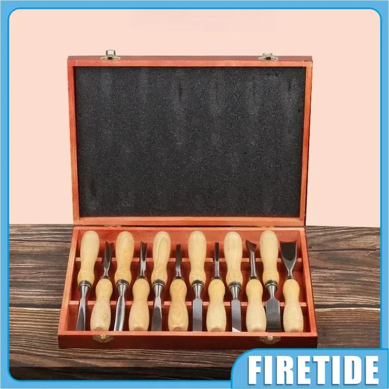 Professional Wood Carving Chisel Tool Set 6Pcs 12Pcs, Flat Half‑Round Woodcut Cutter for Carpentry DIY Hand Sculpture