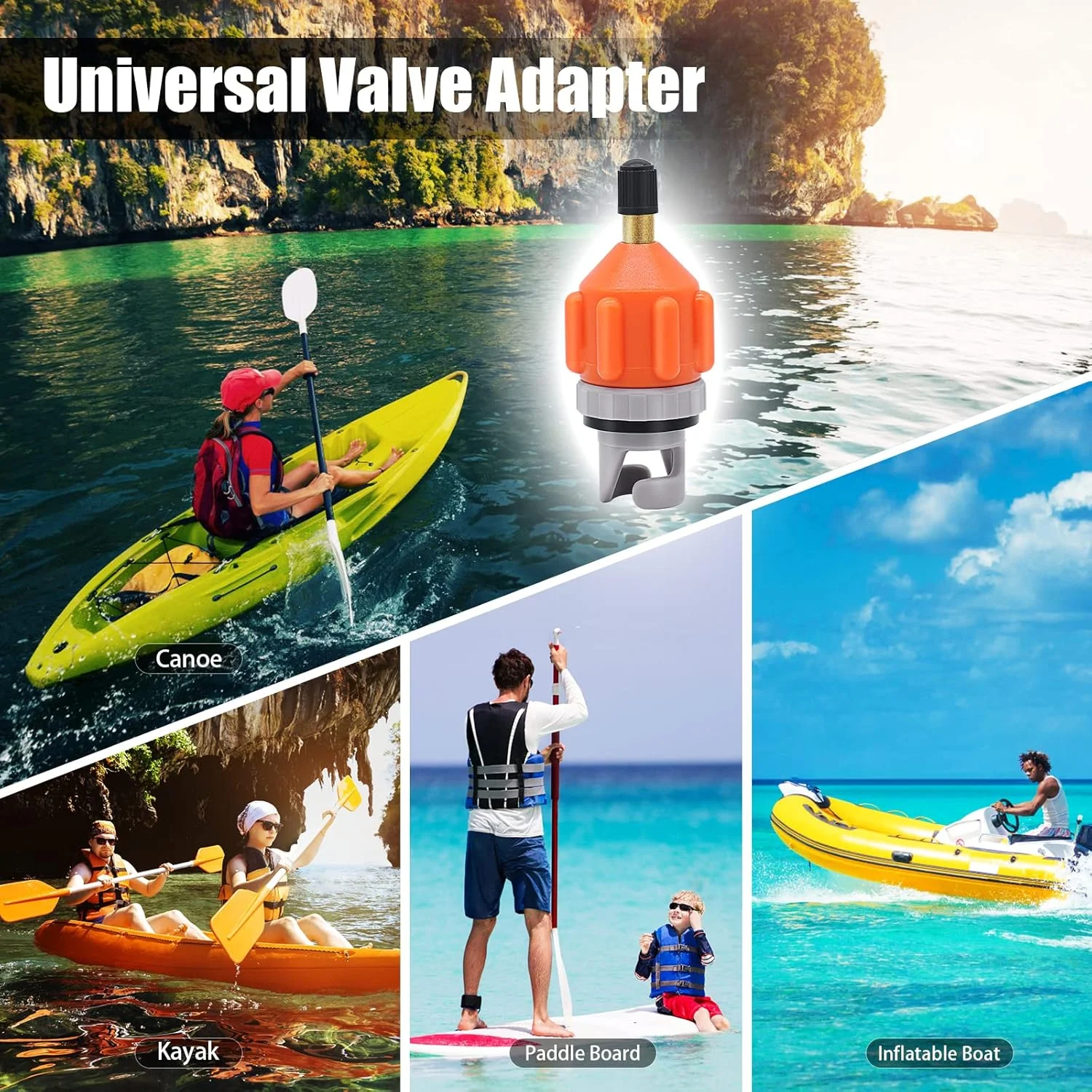 Surfboard Air Pump Adapter Inflatable Stand Up Paddle Board Rubber Boat Kayak Valve Tire Compressor Converter Surfing Nozzle