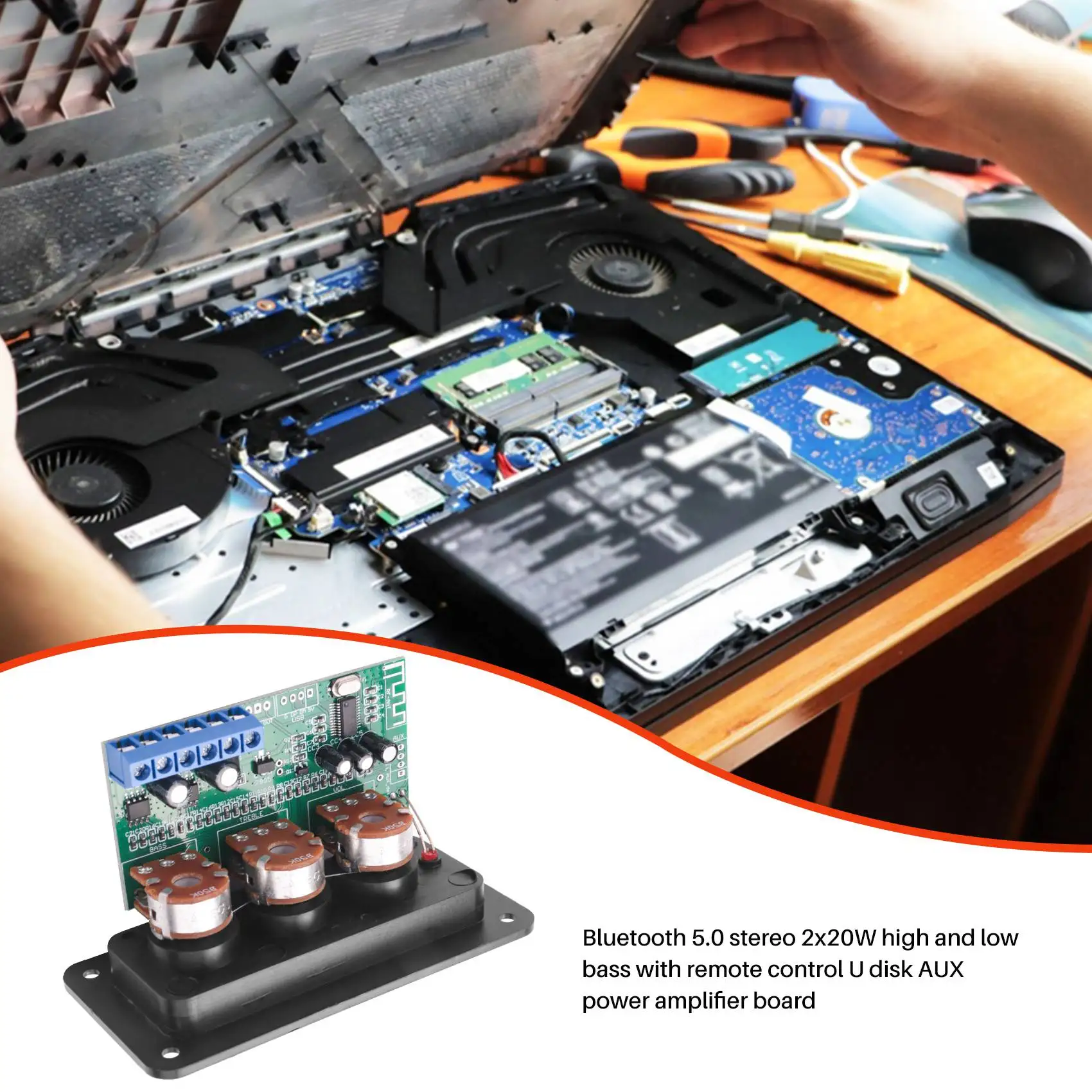 Abzw amplificador bluetooth placa de áudio de potência 20wx2 amplificador estéreo amplificadores de som aux u decodificador de disco ajuste de graves agudos