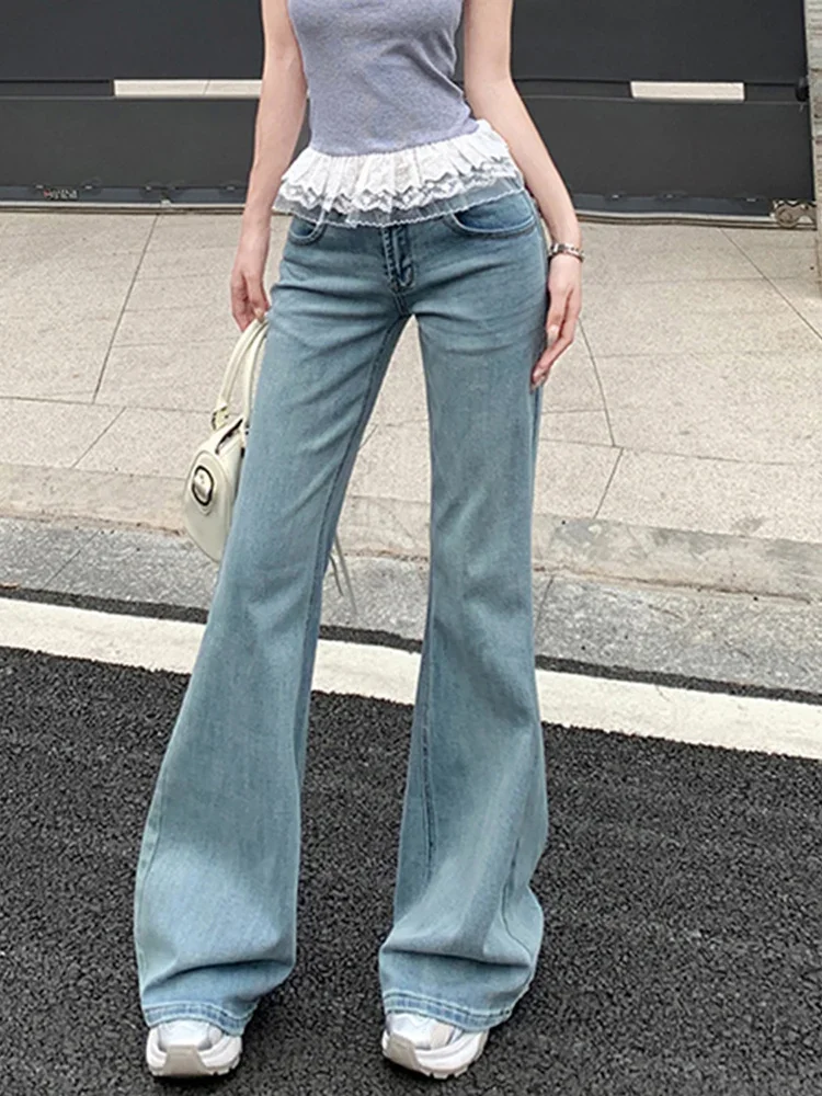 

Y2K High Waist Flared Pants Women Long Legged Slim Fit Soft Drooping Jeans Trousers