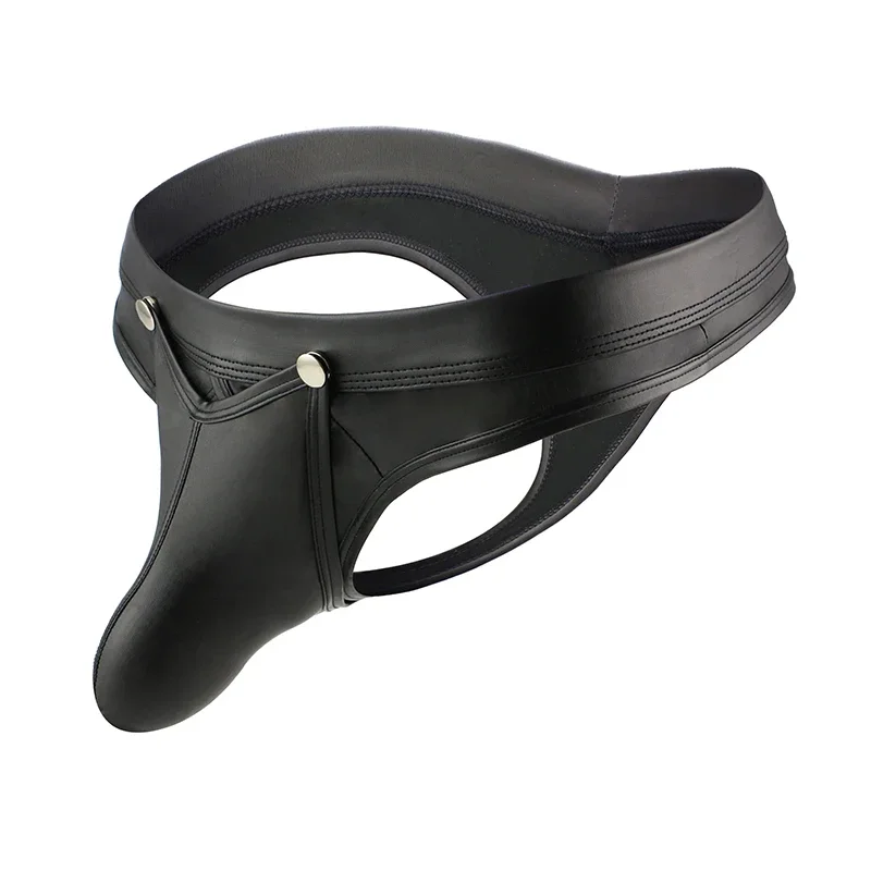 

Sexy Men PU Leather Thongs Open Pouch Bag T-back Erotic Underwear Bulge Enhancer Gay Male Funny G Strings Jockstrap Panties