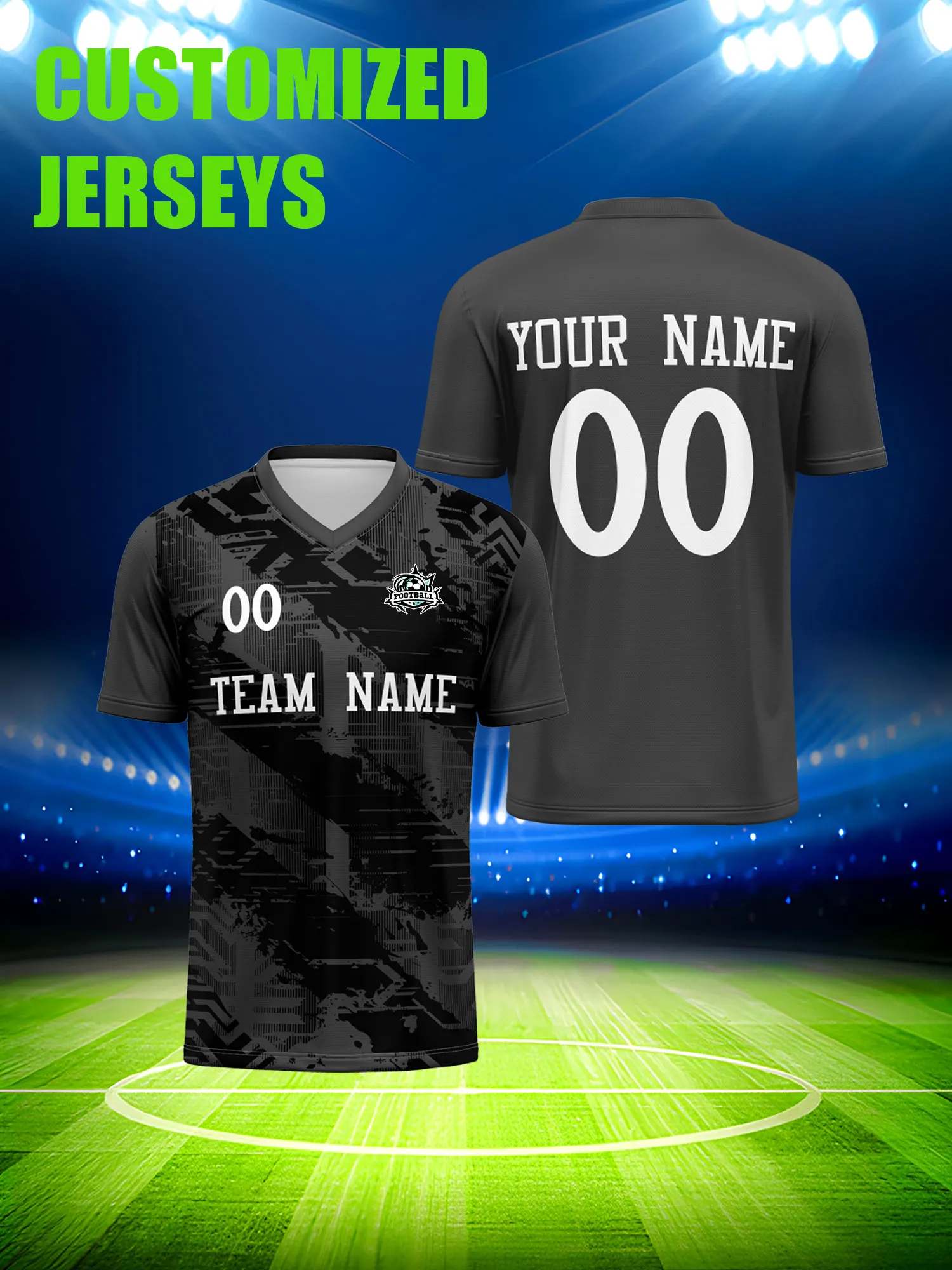 

Футболка для футбола с индивидуальным изображением, номером и именем, профессиональная модель для соревнований.