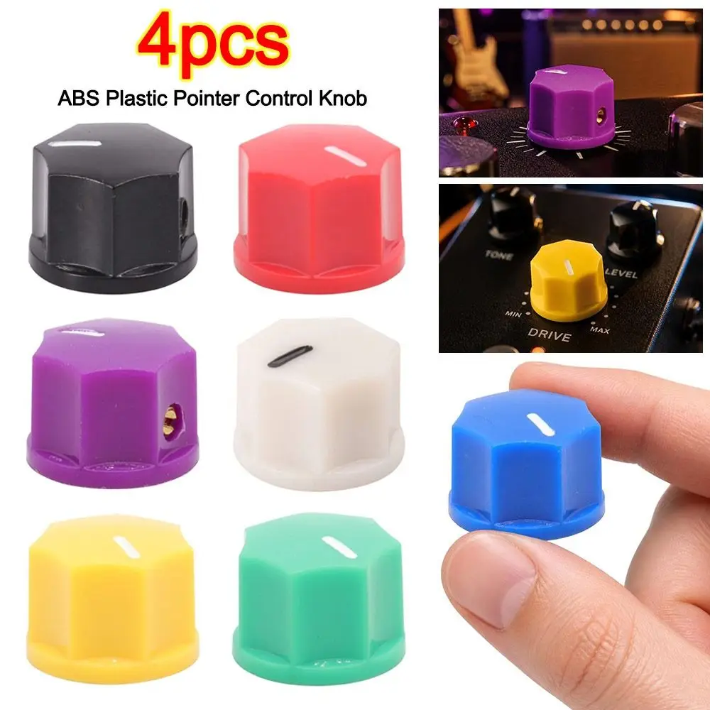 4Pcs 15x10.5mm Pointer Control Knob ABS Plastic Brass Insert Potentiometer Knob Fluted Pointer Design Side Set Screw