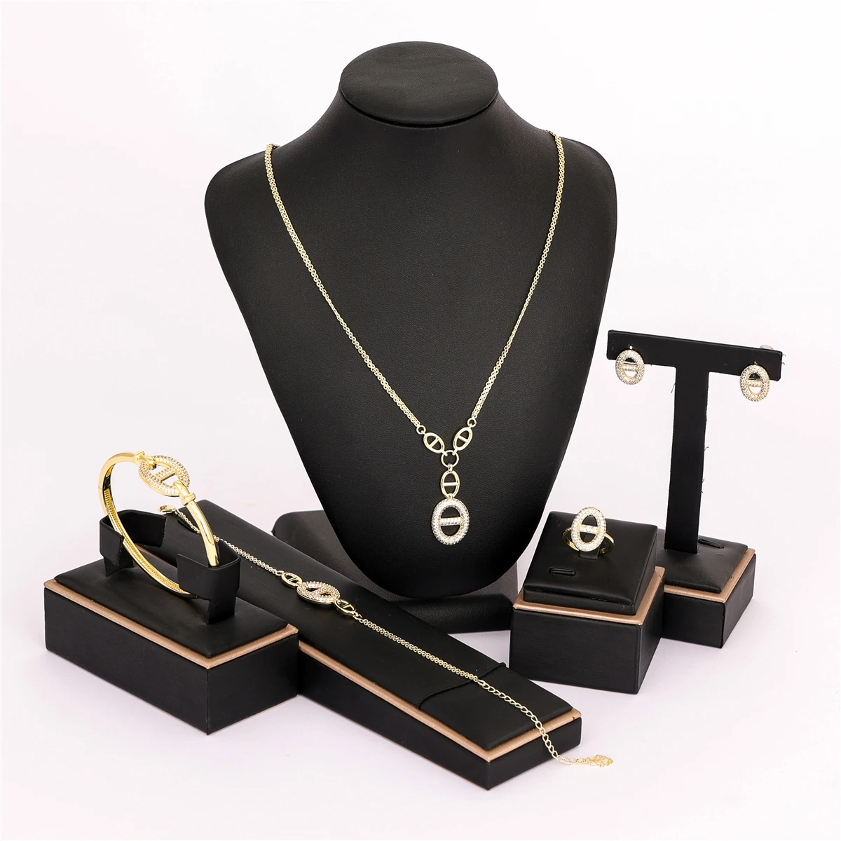 

LUIZADA 2022 Jul hot selling accessories wedding jewelry set for women Coin jewelry with Brave cock Necklace Ring Bracelet Ear