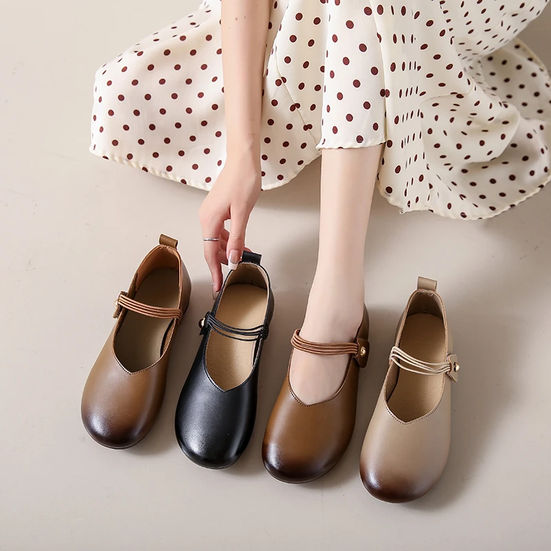 Soft Leather Single Shoes Women 2023 Autumn New Flat Shoes Soft Sole Bean Shoes Ladle Shoes Fashion Women's Shoes