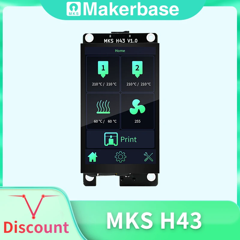 

Makerbase MKS H43 V1.0 smart display controller 3d printer parts 4.3 inch IPS LCD 800*480 HD capacity touch screen for Marlin2.x