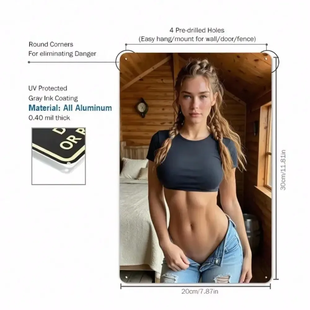 لوحة فنية جدارية معدنية للياقة البدنية للفتيات مقاس 8 × 12 بوصة - لافتة ألومنيوم مقاومة للماء لديكور استوديو الصالة الرياضية