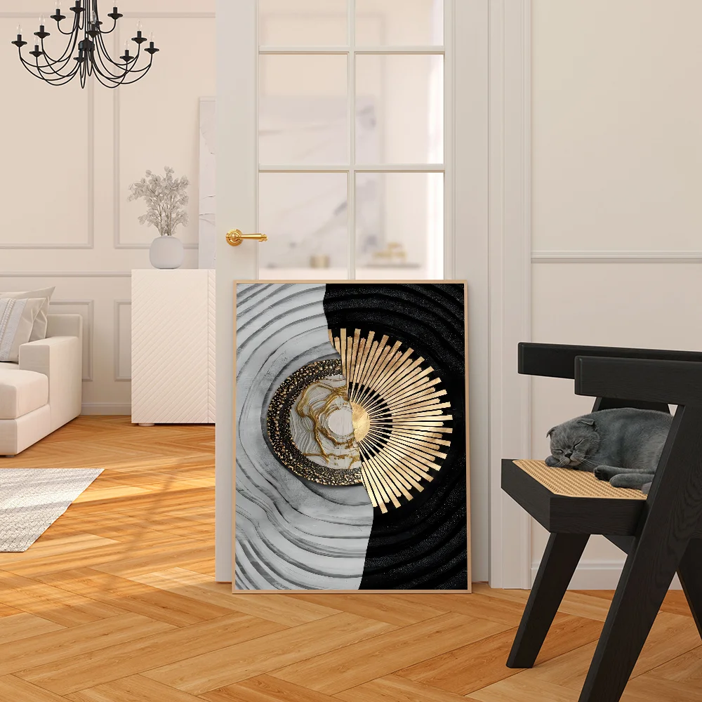 Wood Texture Marble Picture Abstract Gold Anime Posters Sticky Vintage Room Home Bar Cafe Decor Kawaii Room Decor