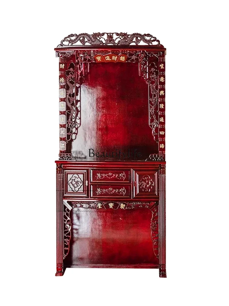 

Solid Wood God of Wealth Cabinet Home Guanyin Guan Gong Buddha Niche Clothes Closet New Chinese Style Buddha Worship