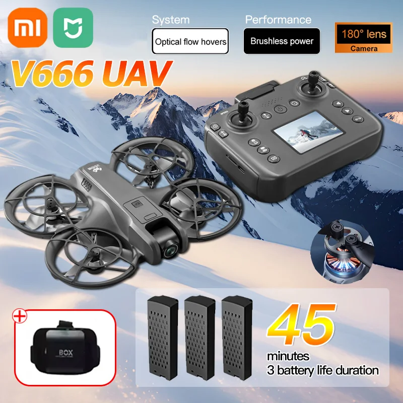

Xiaomi V666 Мини-воздушный трекер БПЛА 8K HD Складной интеллектуальный экран для предотвращения препятствий Дистанционное управление Бесщеточный двигатель GPS БПЛА