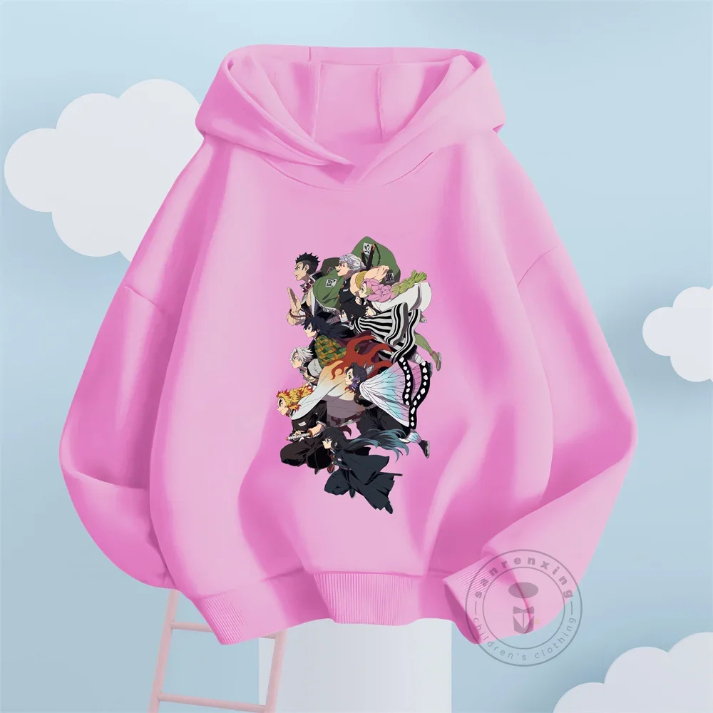 Children\'s Clothing Hoodie Coat Kids Boys Girls Cartoon People Japanese Anime Demon Slayer Print Toddler Age 3-12 Casual Tops