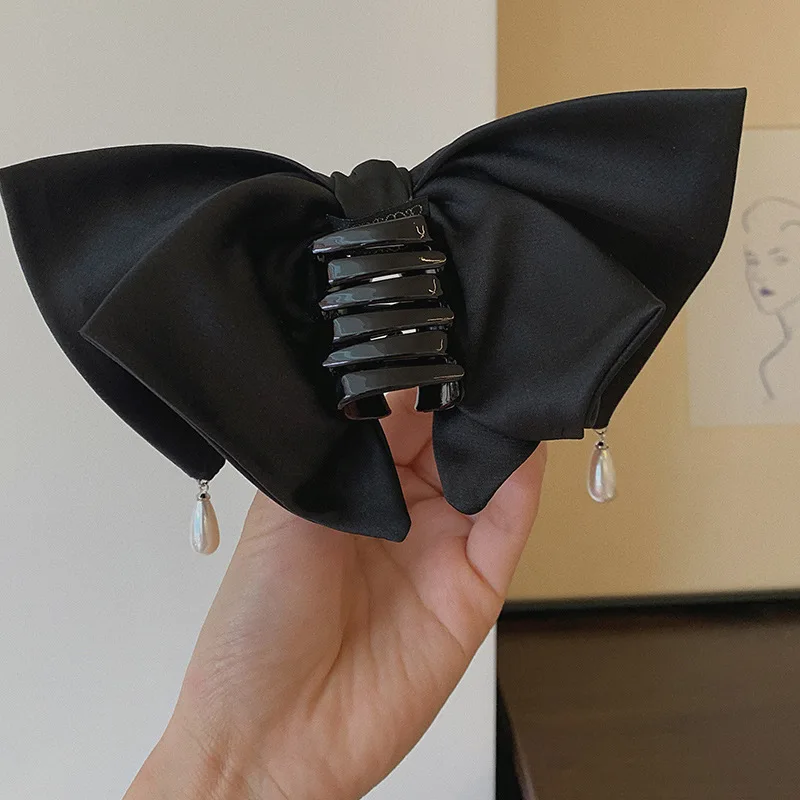 Fermagli per capelli con fiocco grande in raso Mollette per granchio piccolo Donne Ragazze Porta coda di cavallo Morsetti per capelli Forcine Accessori per capelli Moda