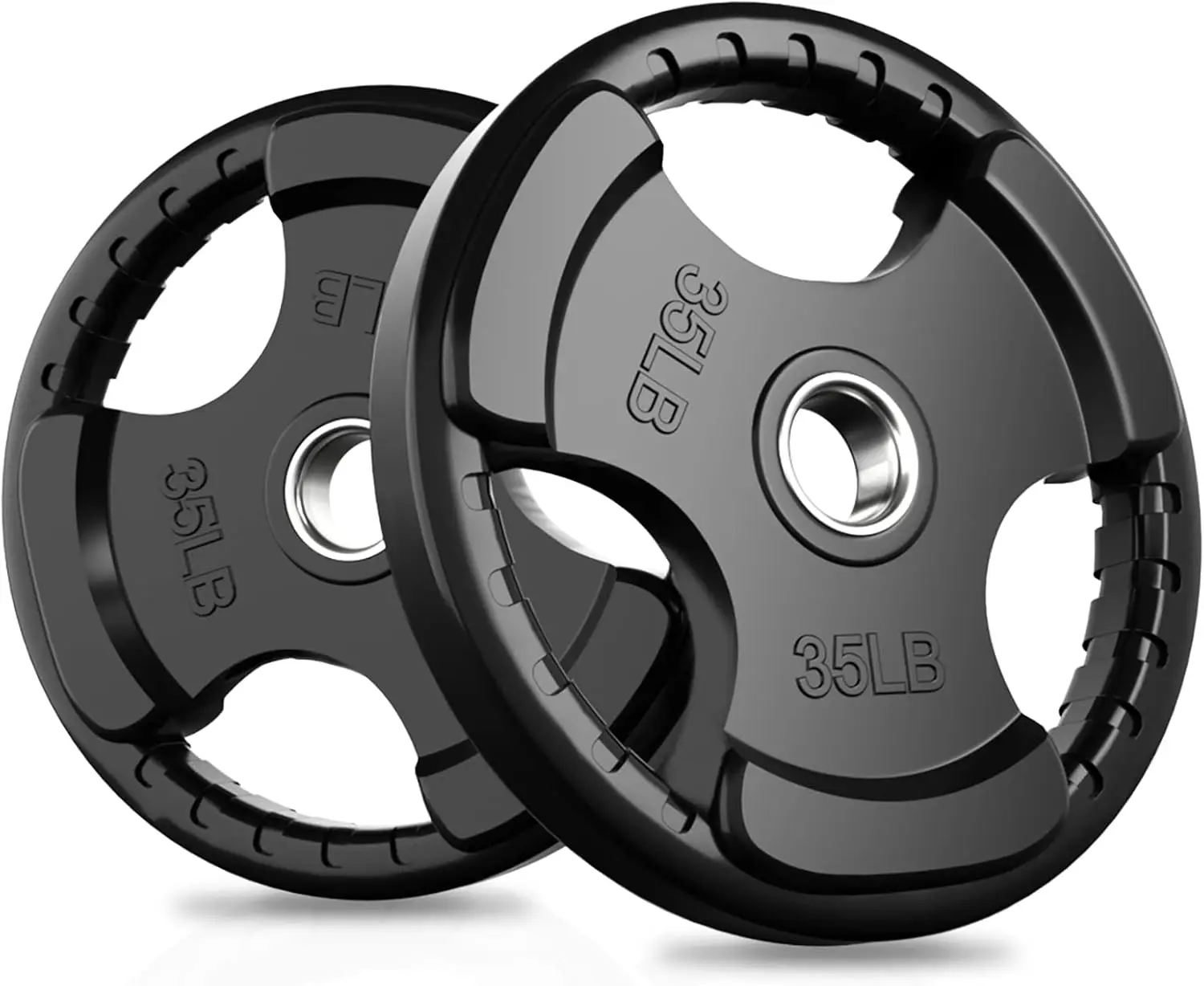

Rubber Grip Plates for Barbell, 2-Inch Weight Plates for Weightlifting and Strength Training in Home & Gym, 2x35LB