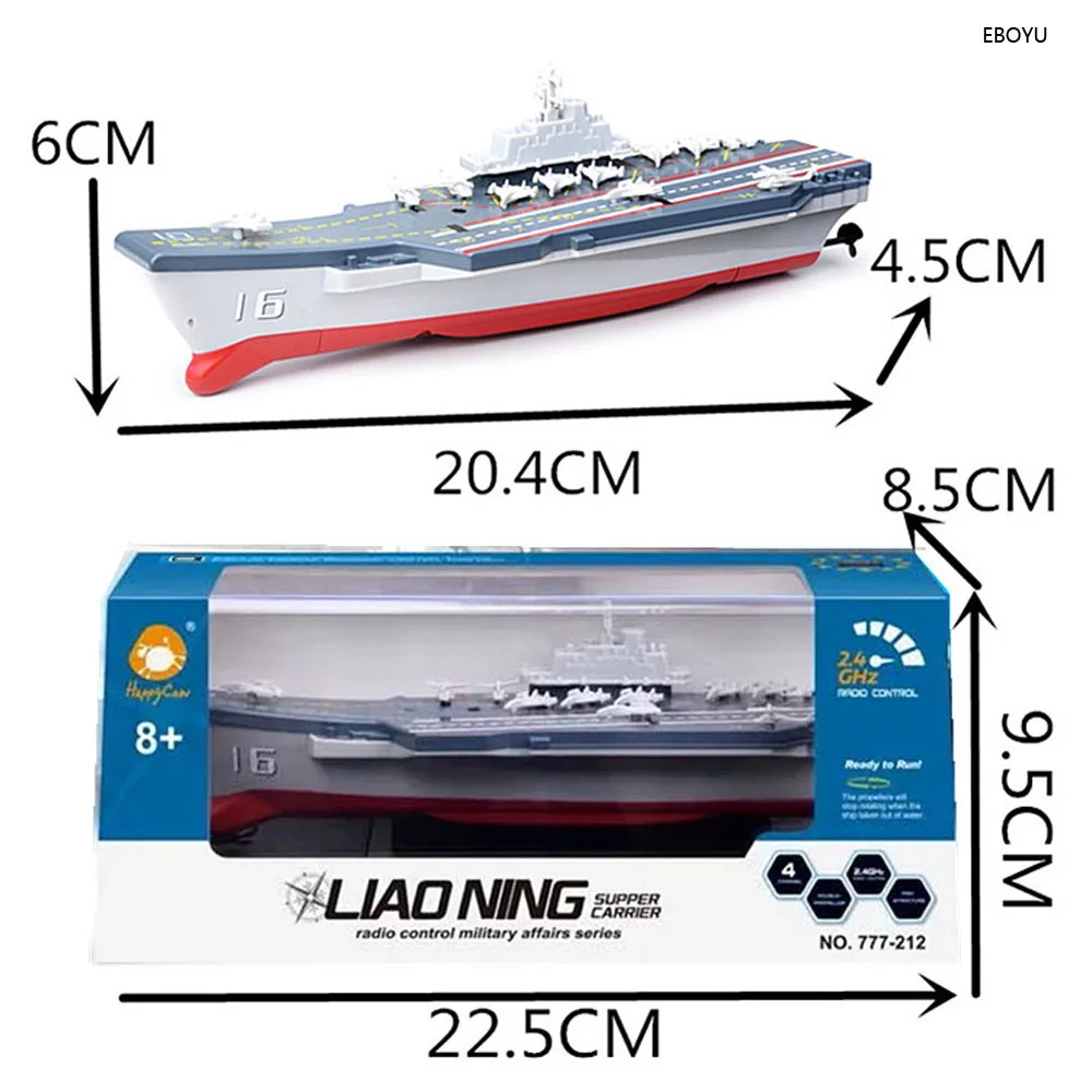 2.4G 4CH Military RC Aircraft Boat Remote Control Boat Ship Speedboat Waterproof Models Toys for Boys Kids Children