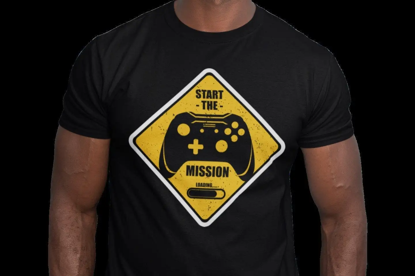 Start The Mission Mens T Shirt Arcade Gamer Gaming Video Game Cool Nerd