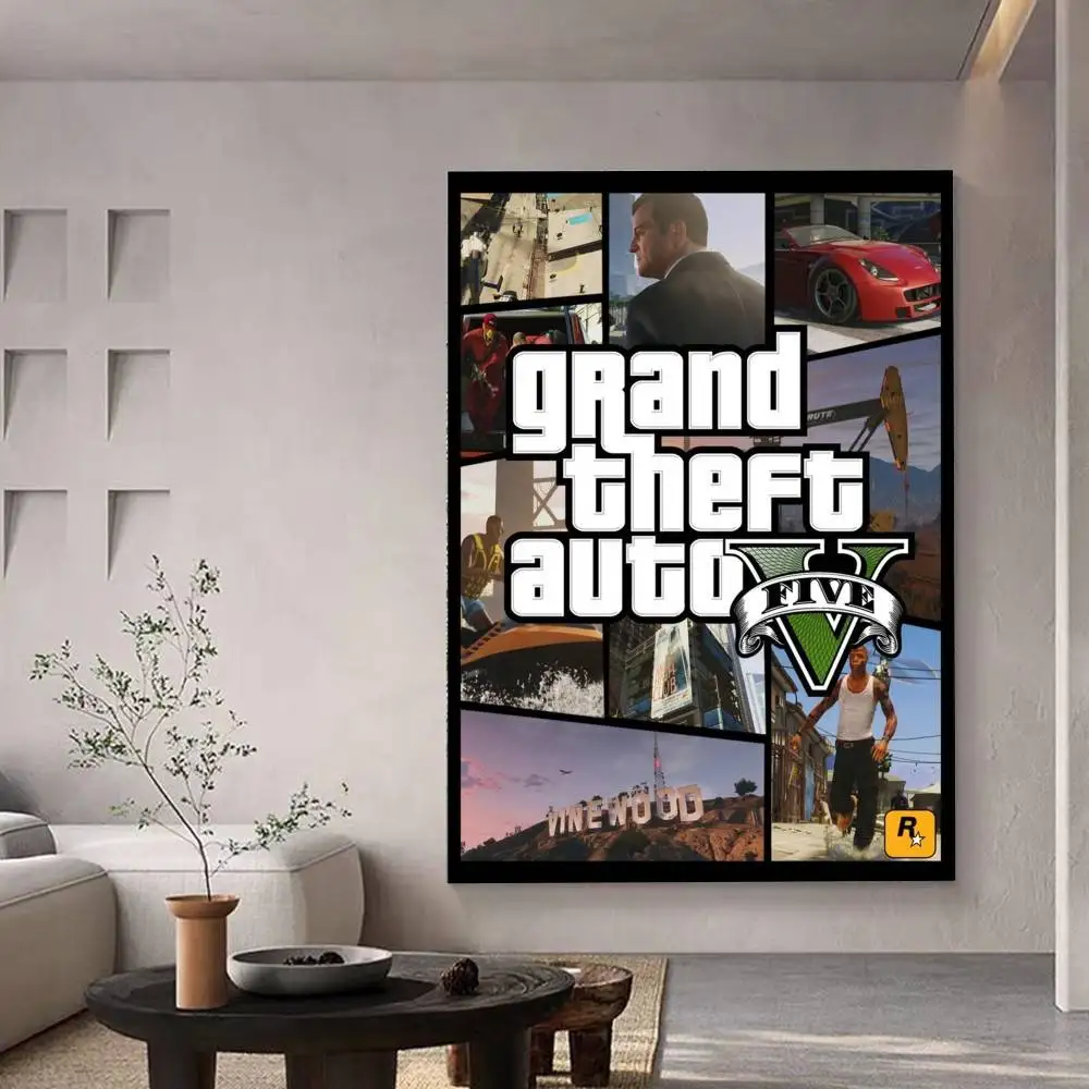ملصق لعبة Grand Theft-Auto GTA-V ملصقات لاصقة مقاومة للماء ملصق ورقي للمقهى وبار ديكور المنزل #4