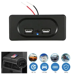 Nowy zasilacz 12V 24V Dual USB gniazdo ładowarki samochodowej 3.1A 4.8A USB do motocykla Camper Truck ATV Boat Car RV