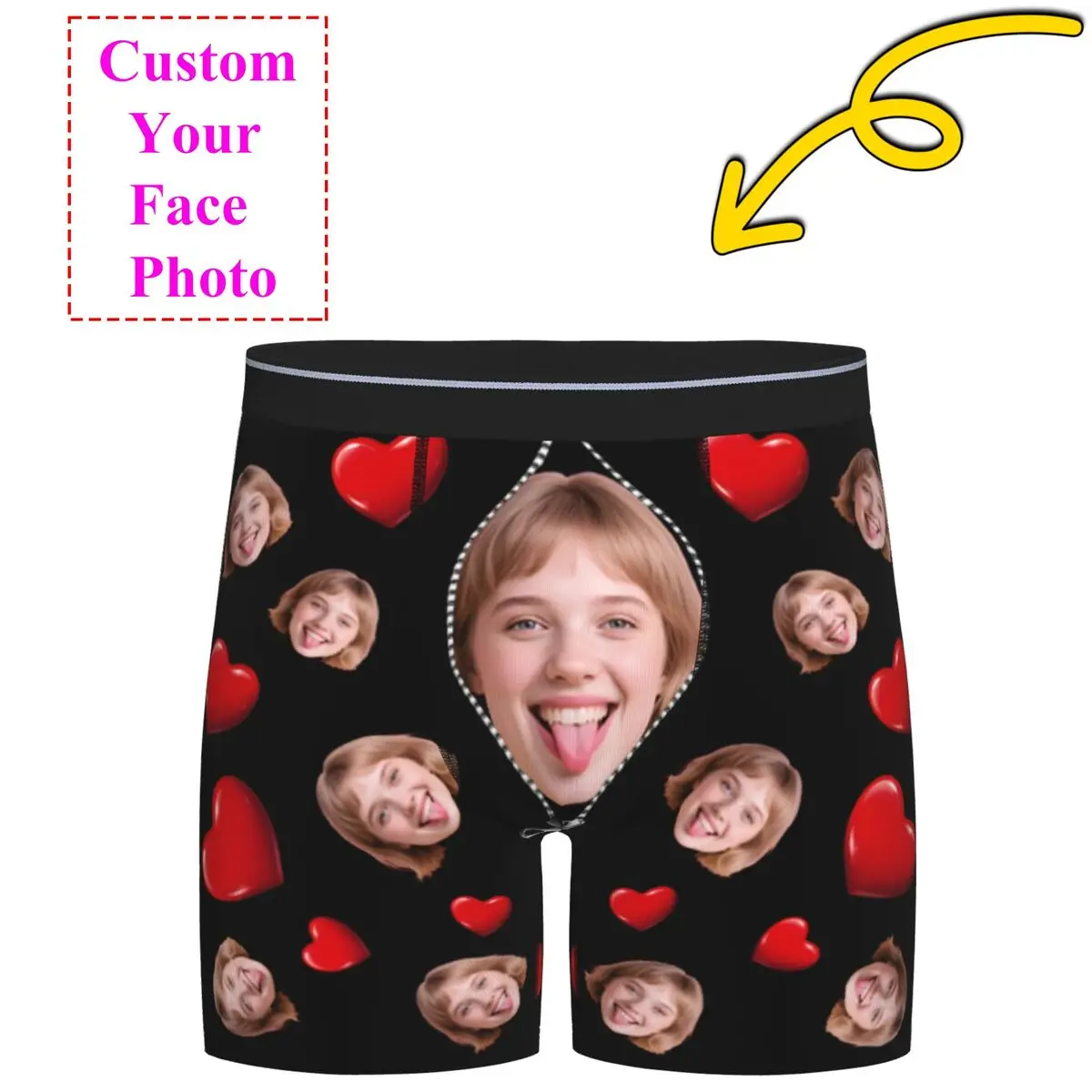 Custom Personalized Face Photo Underwear Men Boxer Briefs Shorts Panties Soft Underpants For Homme Husband Valentine's Day Gift