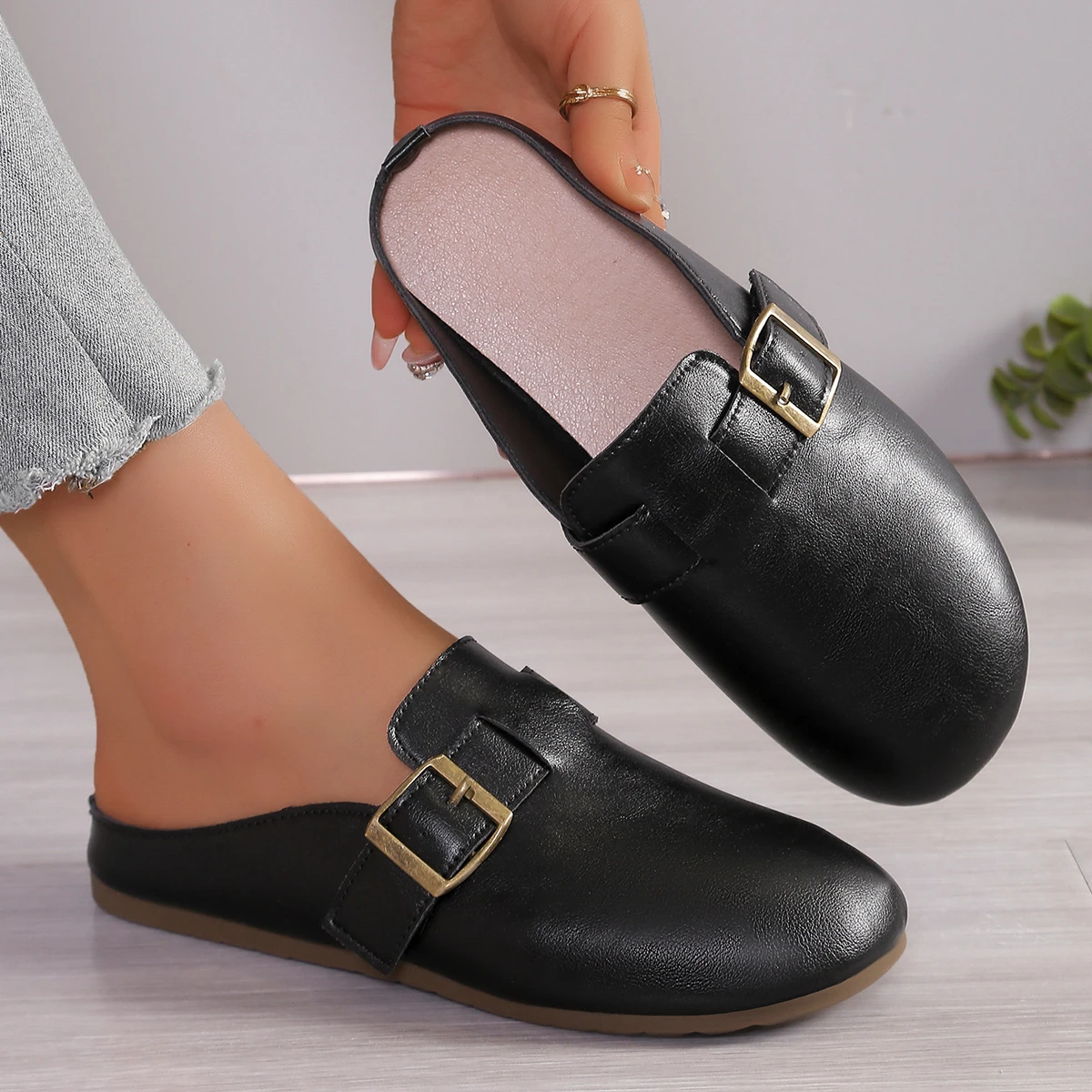 Vrouwen Mode Retro Slippers Flats Casual Sandalen Vrouw Trend Nieuwe Jurk Schoenen Lopen Baotou Slippers 2025, Zomer Slides Vrouwen