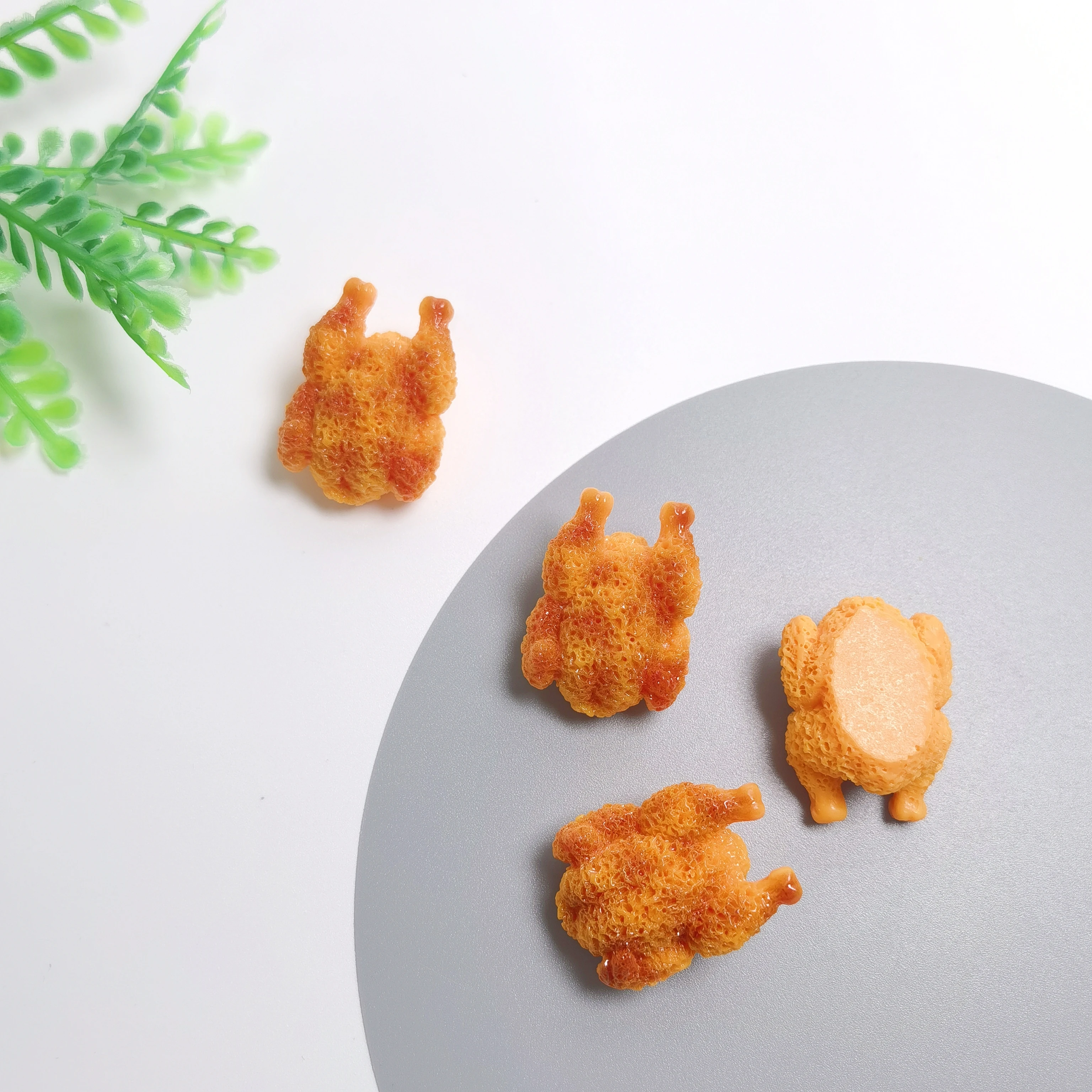 Cabujones planos de simulación de patas de pollo frito Kawaii para pinzas de pelo, manualidades DIY, accesorios para casas de muñecas y decoración de teléfonos