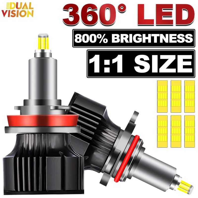 

3D 360 H7 H4 H11 H1 H3 Led Car Headlight Bulbs Canbus Plug and Play 9005 HB3 9006 HB4 9012 Automotive Fog Lights Mini Turbo Lamp