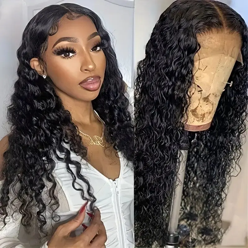 Rosabeauty Deep Wave HD 13X6 Transparent Water Wave Lace Frontal Wigs 30 40 Inch 13X4 Front Human Hair Wigs 150 180 Density