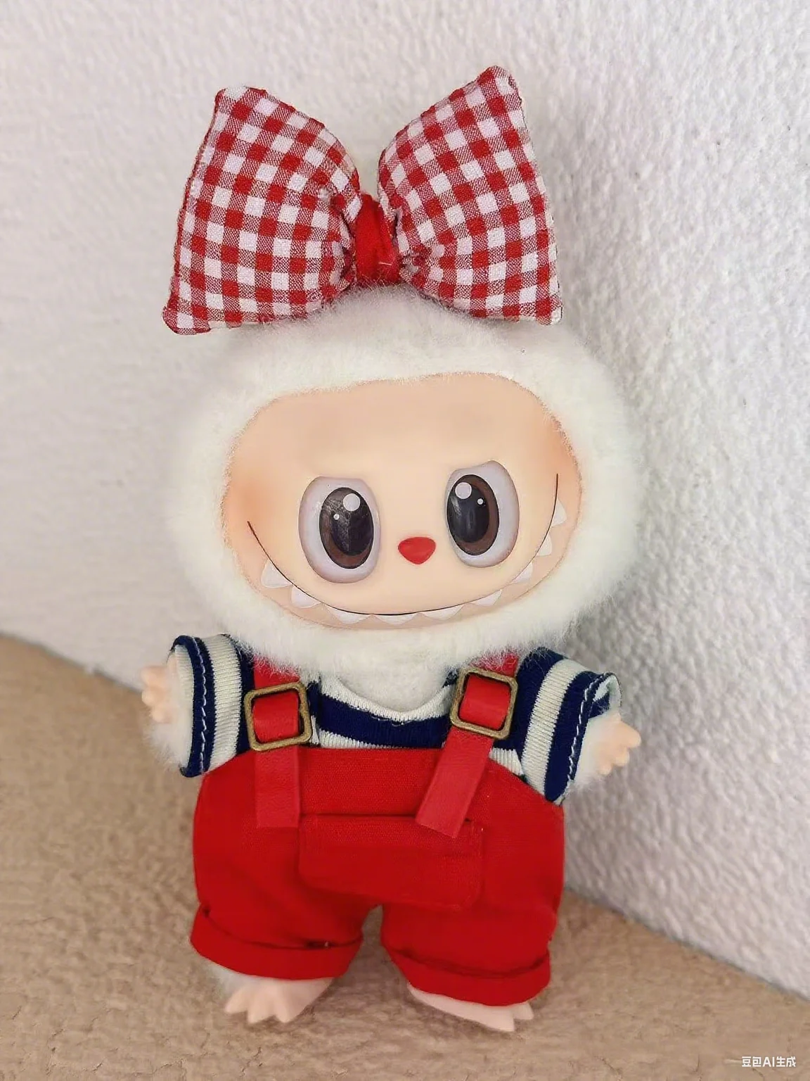 Conjunto de monos juguetones para muñeca Labubu de 15/17cm con bonita pinza para el pelo, ropa Labubu, accesorio para muñeca Kawaii