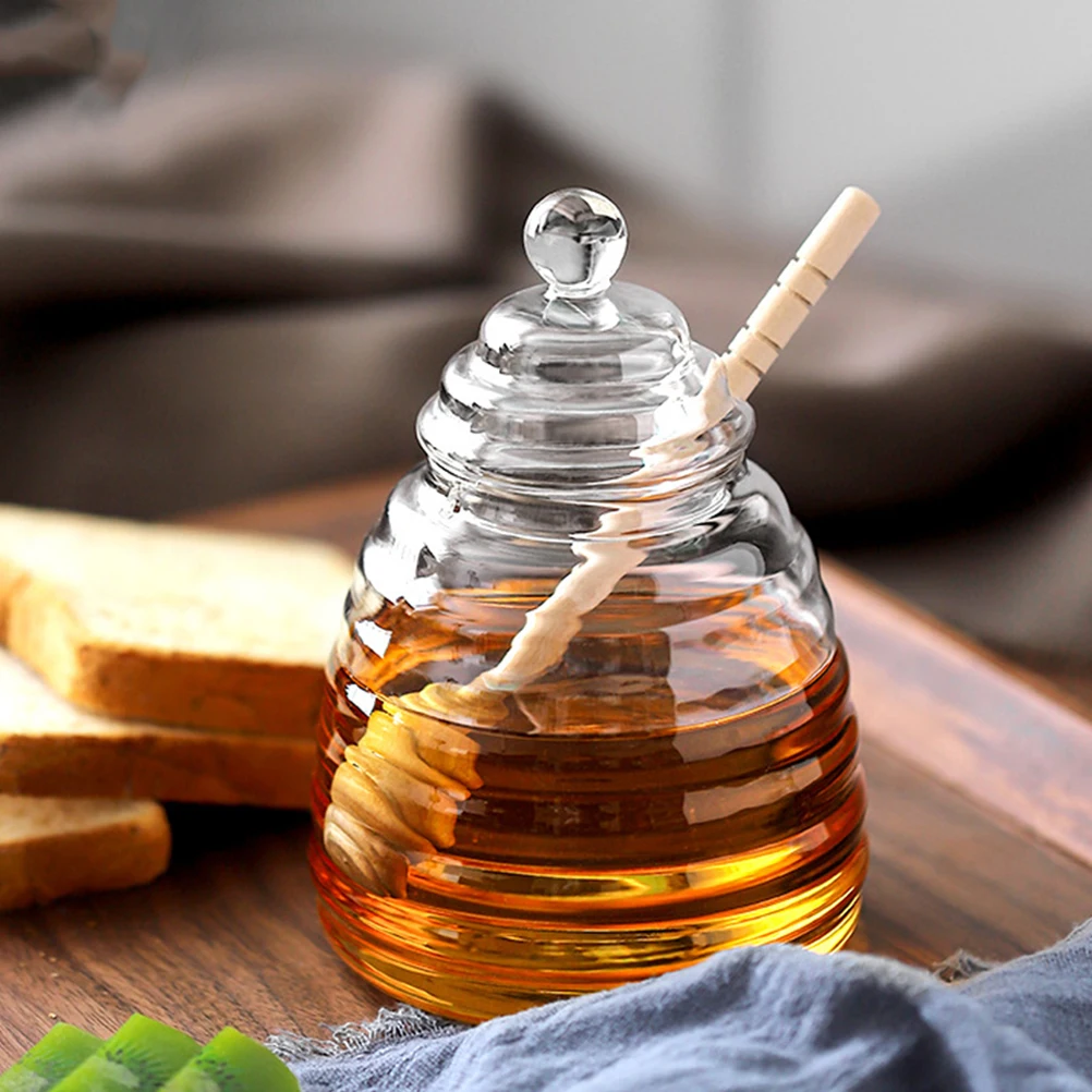 

Glass Jar Storage Containers Lids Wood Bear Decorative Kitchen Holder Clear Practical Transparent Small Honey