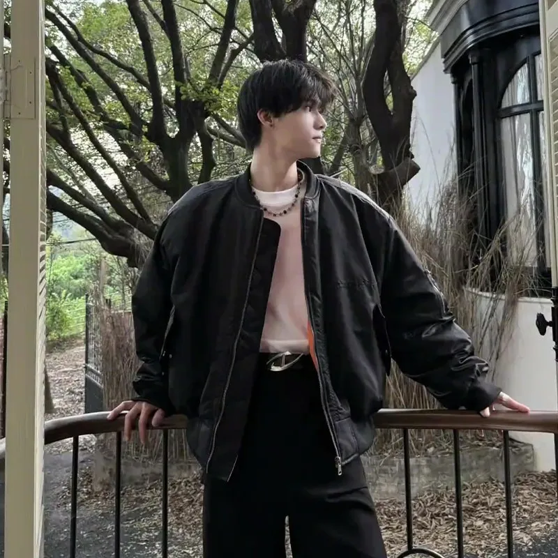 

Американская ретро-куртка из утолщенного хлопка с флисовой подкладкой, мужская, с воротником-бомбером, в пилотском стиле, для осени и зимы