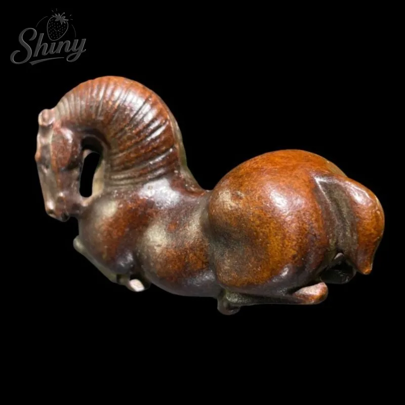 الرجعية الصلبة البرونزية الصينية تانغ سلالة الحصان زودياك تمثال حامل قلم ومسطرة