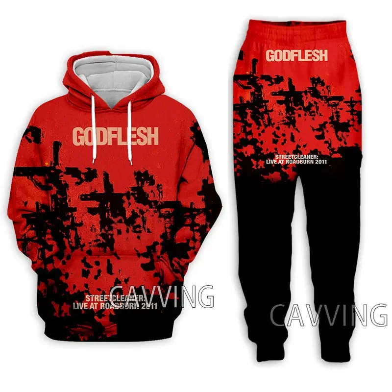 

New Fashion Women/Men's 3D Print Godflesh Rock Hooded Sweatshirts + Pants Trouser Suit Clothes Two-Pieces Sets