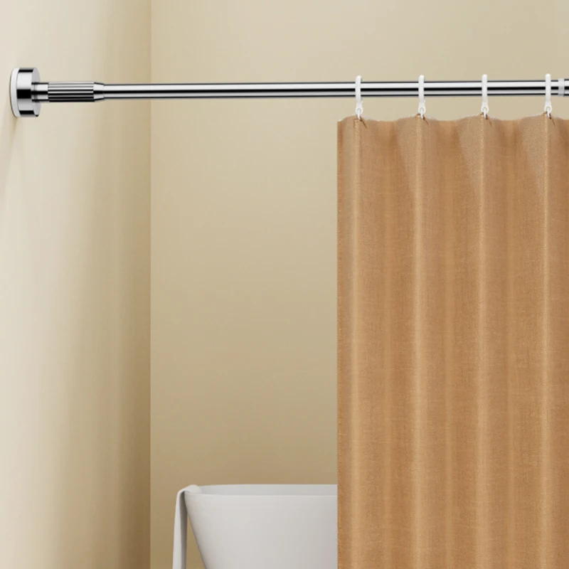 35-80cm Non Punching Multifunctional Stainless Steel Tension Shower Curtain Rod Household Bathroom Hanging Pole Extendable