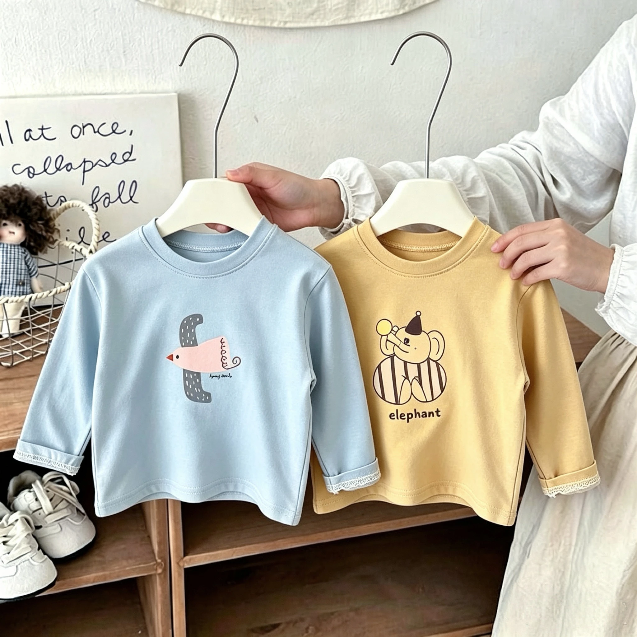 Boutique Children Clothes Kids Long Sleeve Tshirt Tops Autumn Base Shirt Round Collar Pullover Casual Blouse Baby Costume Tops
