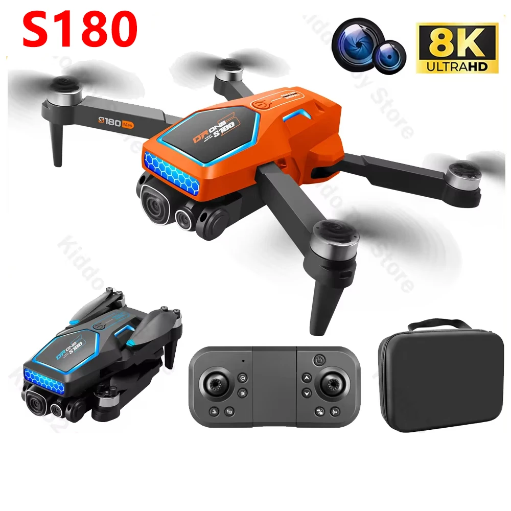 S180 RC Drone 8K HD Dual Camera Optical Flow 360 Obstacle Avoidance Brushless Wifi FPV RC Foldable Quadcopter Toys Xmas Gifts