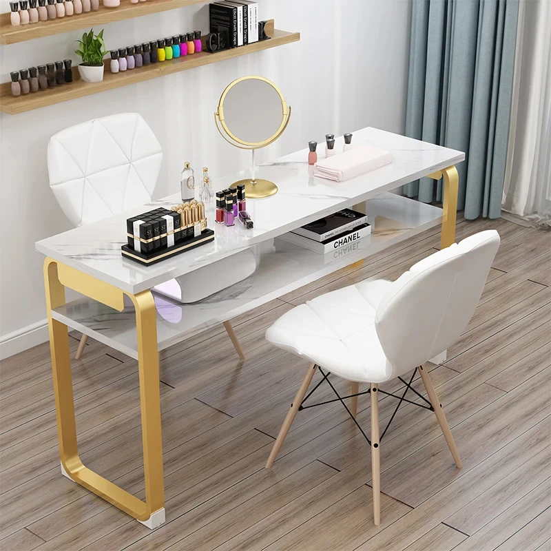 Designer Nail Tables Double Beauty Shop Salon Furniture Professional Manicure Tables Double-layer Manicure Table and Chair Set