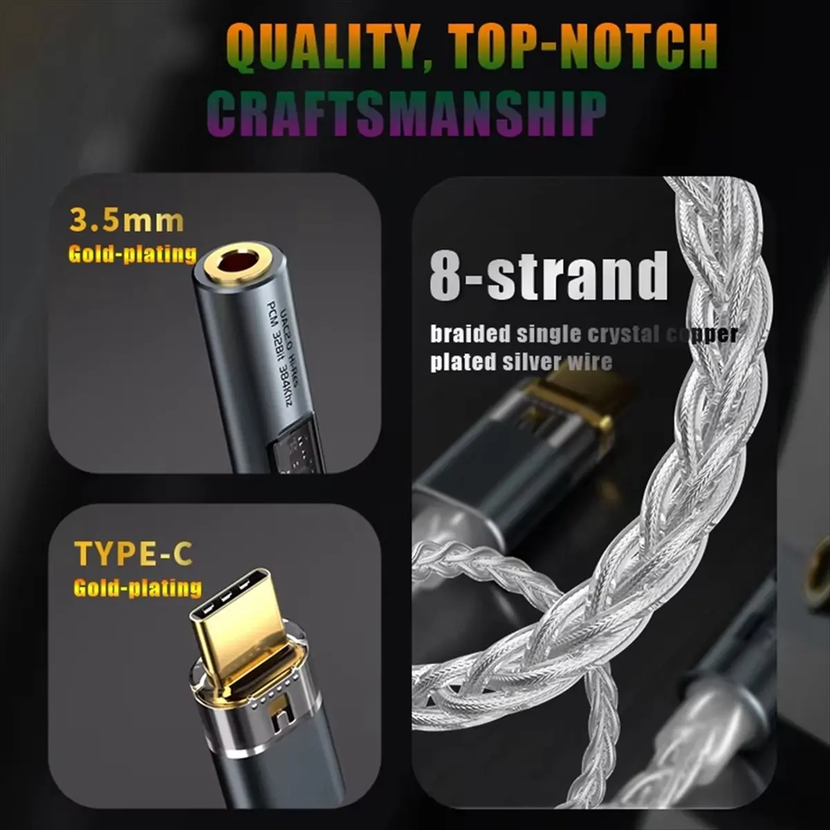 BA23 USB Typ C auf 3,5 mm Klinke Adapter Kopfhörerverstärker USB C Audio AUX Konverter Decoder CX31993 PCM 32Bit 384KHz A