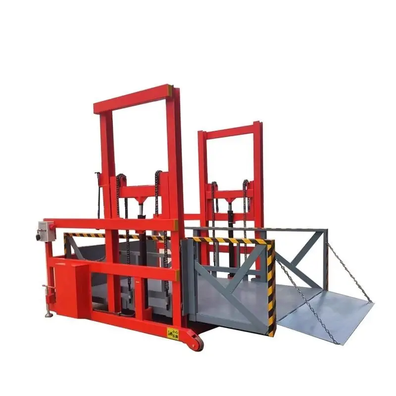 

Mobile container loading and unloading artifact loading and unloading platform Mobile boarding hydraulic loading and unloading
