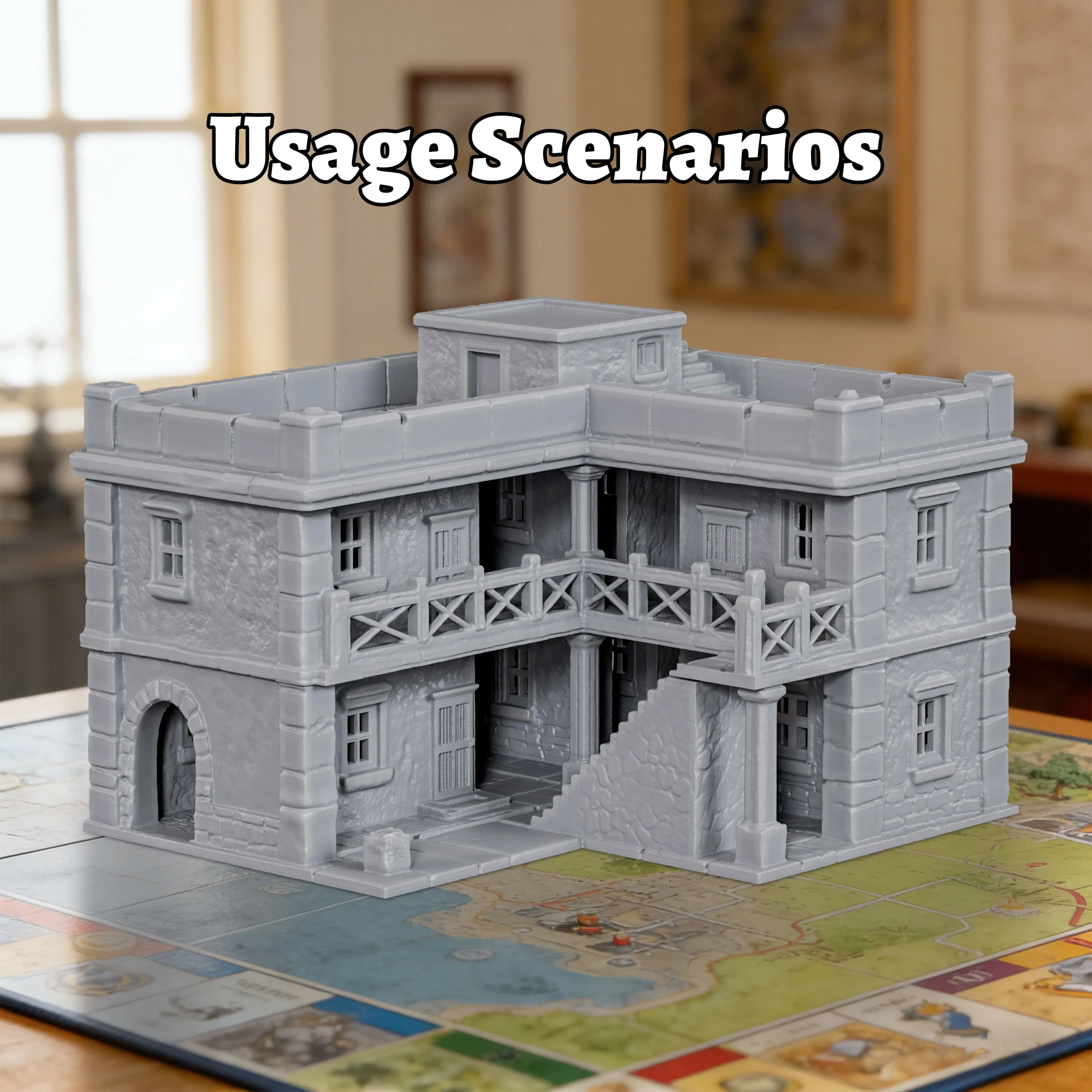 Miniature Fantasy Inn Building - TTRPG Terrain Model, 25-32mm Scale, Tabletop Accessory, Collectible Gift for RPG Scenery