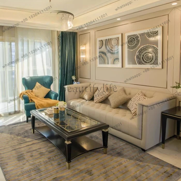 American light luxury fabric sofa three-person post-modern simple European sofa customization