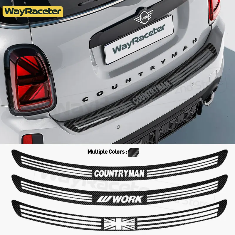 Glossy 5D Carbon Black Vinyl Car Rear Bumper Trunk Load Edge Protector Guard Sticker For MINI Countryman F60 JCW ALL4 2017- 2023