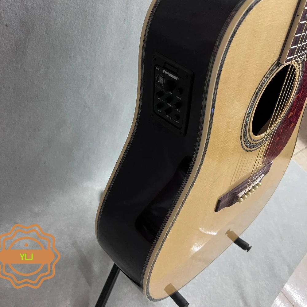 Hot sale D45 Wood 1970s Dreadnought Acoustic Guitar Natural Gloss Abalone Rosette & Fret Inlay Professional Beginnner Blues Soft