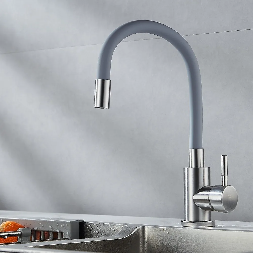 صنبور المطبخ الفولاذ المقاوم للصدأ خرطوم مرن 360 درجة الدورية المياه صنبور حوض خلاط الماء الساخن البارد صنبور حوض دوار #2