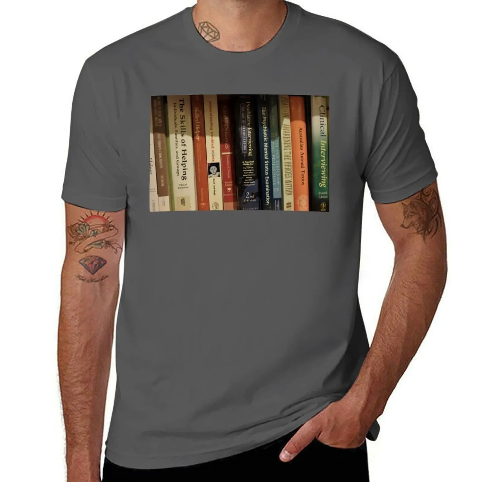 

Books on a shelf T-Shirt Basic Short Sleeve T-Shirt for Men